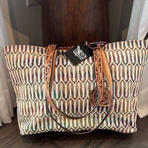 Angel Ranch Conceal Carry Genuine hand tooled leather adjustable strap & textile